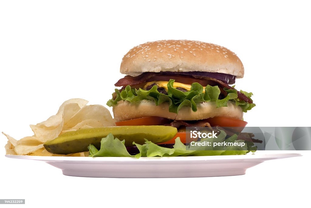 함부르거 시리즈 (베이컨 cheeseburger on 플라테 - 로열티 프리 0명 스톡 사진