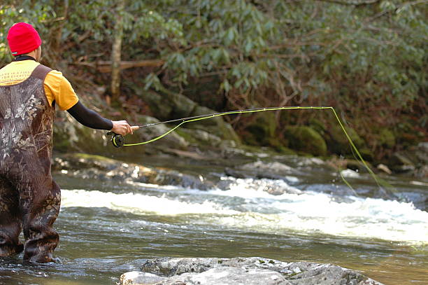 istock Guy fly fishing in a river 144232283