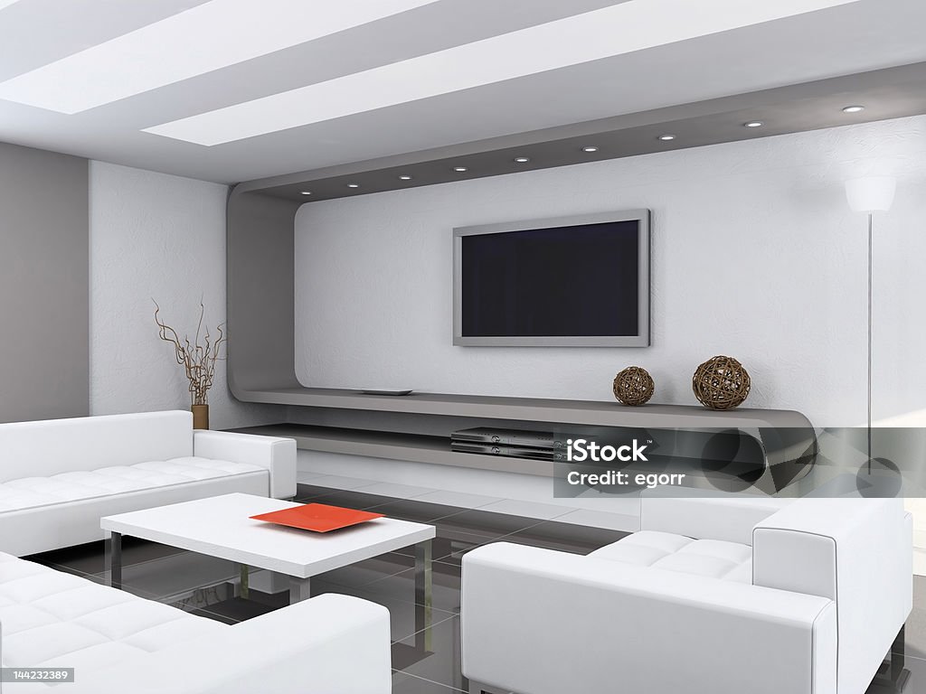 Modern interior. Modern interior. 3D render. Living-room. Exclusive design. Apartment Stock Photo