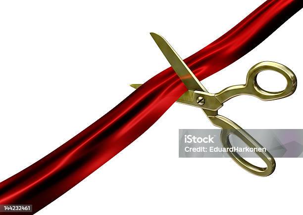 Scissors Cutting Red Ribbon Stock Photo - Download Image Now - Ribbon - Sewing Item, Scissors, Red