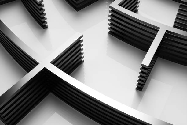 istock Close-up of an abstract maze on a white background. 3d rendering illustration. 1442326106