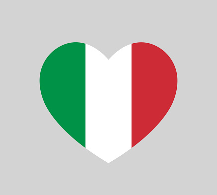 love Italy symbol, heart shape italian flag icon, simple vector illustration