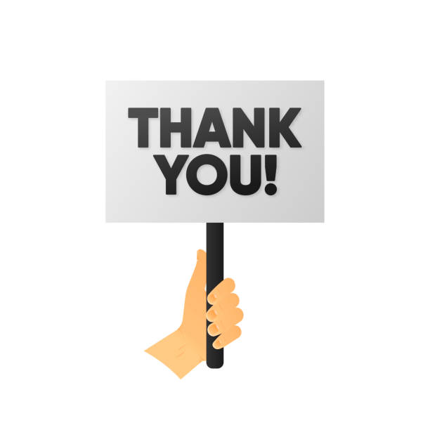 istock Thank You poster with hand up on white background. Vector illustration. 1442332193