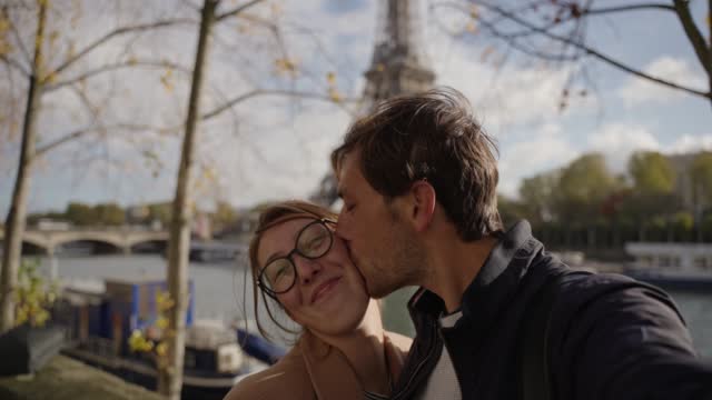 Travel couple vlogging from Paris