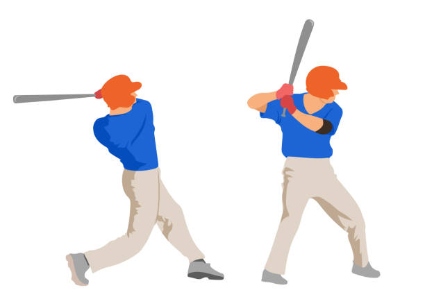 batter up orange - color image batting illustration technique adult stock-grafiken, -clipart, -cartoons und -symbole