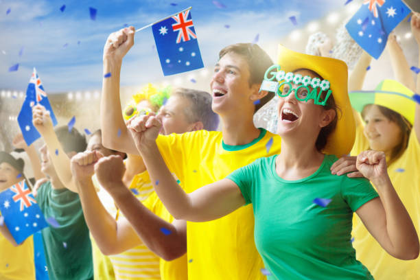 istock Australia fans on stadium. Australian supporters. 1442334907