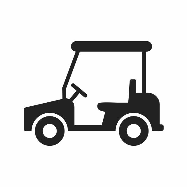 ilustrações, clipart, desenhos animados e ícones de ícone de estilo plano do carrinho de golfe - golf cart golf mode of transport transportation