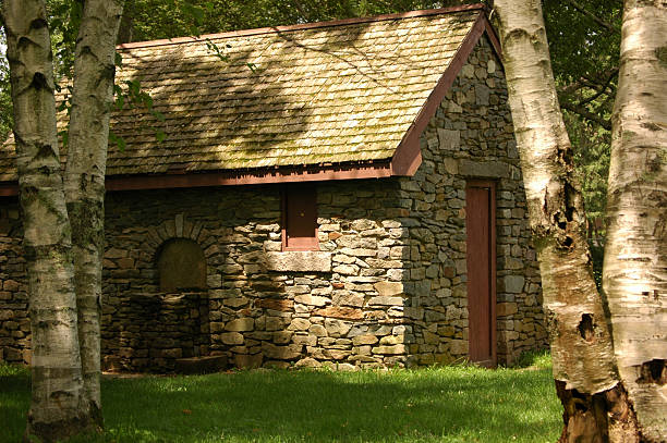 istock Stone Cabin in The Woods 144233611