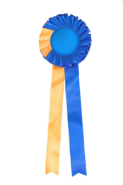 istock Blue and yellow ribbon rosette 144234252
