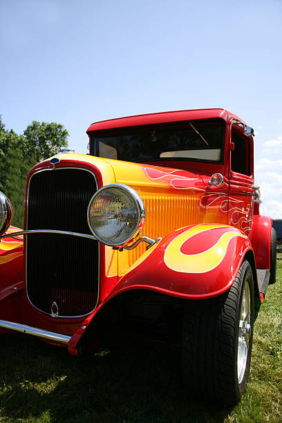 Classic Truck with Flames stock photo