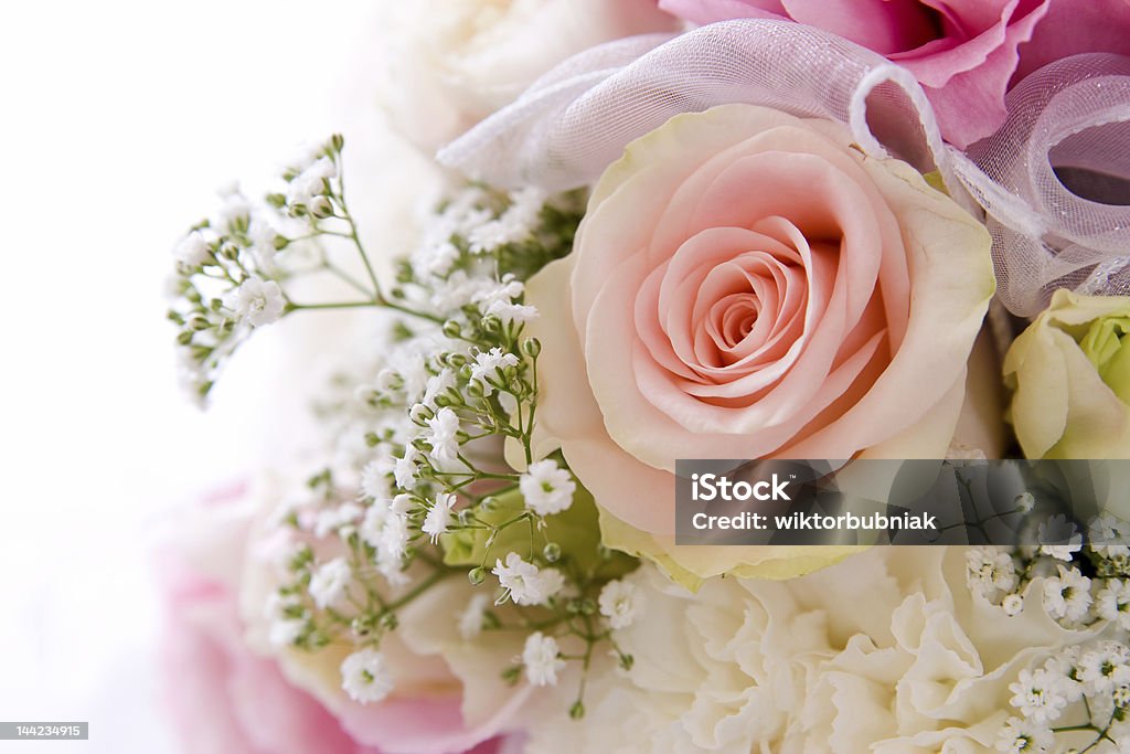 wedding decoration wedding background decoration with beautiful pink rose Arrangement Stock Photo