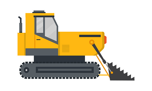 Crawler tractor grader. Construction Industry. Vector illustration