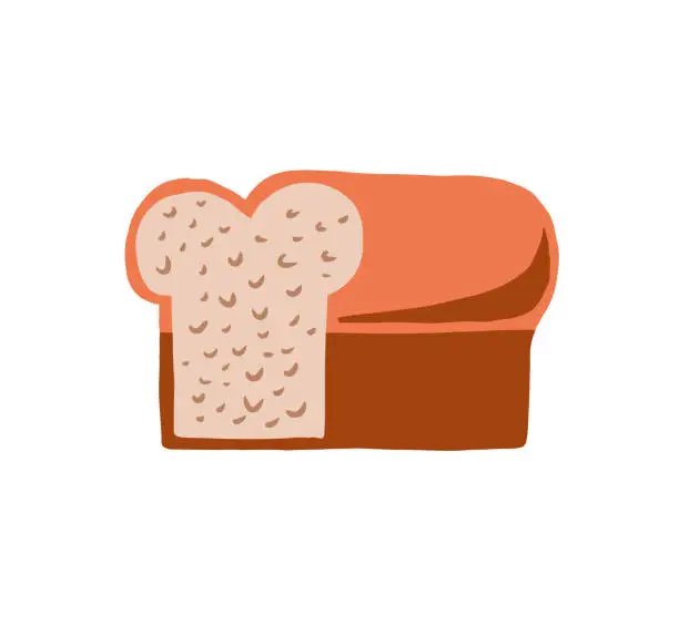 Vector illustration of Bread loaf cartoon hand drawn design vector. Family food symbol.