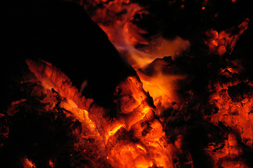 Burning bonfire. orange flame