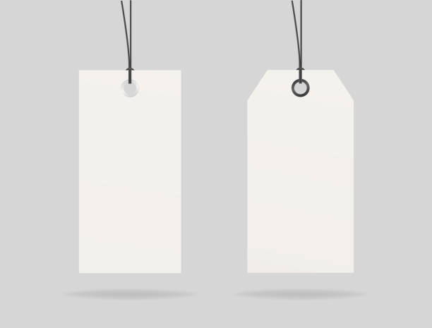 istock Blank paper price label mockup vector. Price tag set. 1442377052
