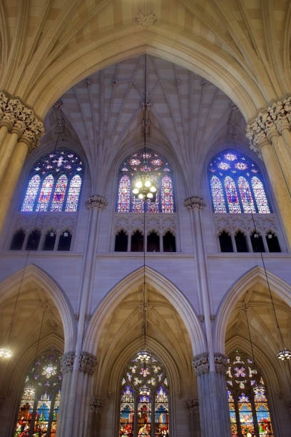 istock st patricks cathedral stained glass windows gothic arches ribbed vaults 1442386356