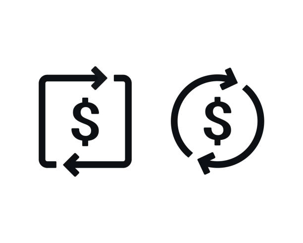 Dollar exchange transfer. Refund money Dollar exchange transfer. Refund money. Illustration vector in synch stock illustrations