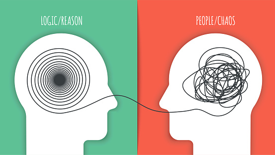 Left Brain vs Right Brain Dominance infographic template. How the human brain works theory. Creative people right-brained and analytical thinkers left-brained concept.Visual slide presentation vector.