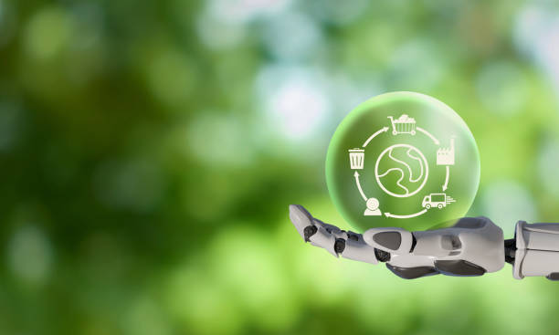 istock Technology and innovation for  circular economy. LCA Life cycle assessment. Mitigating carbon emissons. Net zero target. Sustainable business development. Limit climate change, global warming. 1442390699