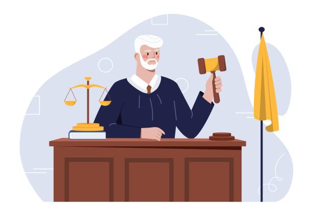 richter mit einem hammer - law weight scale legal system gavel stock-grafiken, -clipart, -cartoons und -symbole