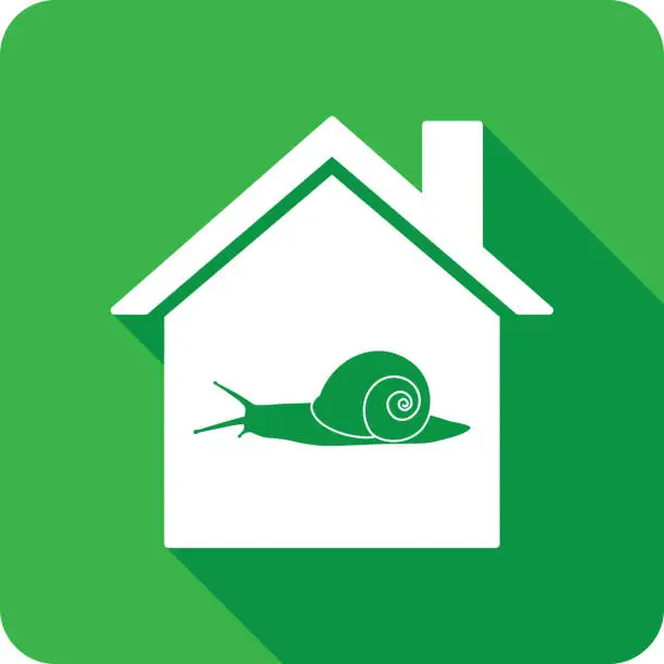 Vector illustration of House Snail Icon Silhouette