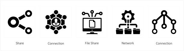 共有、接�続、ファイル共有 - fileshare点のイラスト素材／クリップアート素材／マンガ素材／アイコン素材