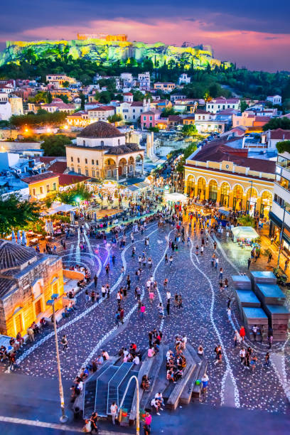 istock Athens, Greece. Acropolis and Monastiraki twilight colored sky 1442400309
