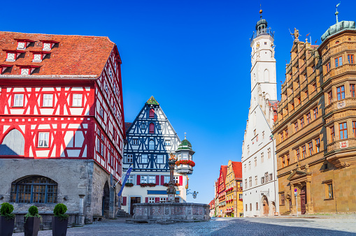 Rothenburg ob der Tauber, Germany - Charming small town, Romantic Road,  Franconia medieval Bavaria.