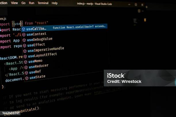 Another Side Capture Of A Code Editor With Jsx Code Stock Photo ...