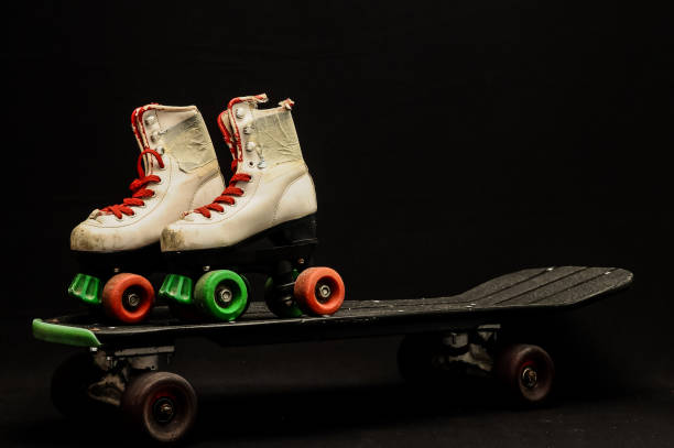 istock Pair of roller-skaters on a skateboard isolated on a white background 1442404630