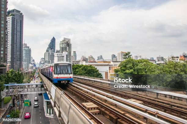 The Skytrain And Cityscape In Bangkok Thailand Stock Photo - Download Image Now - Asia, Bangkok, Blogging