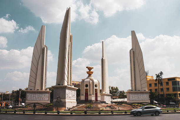 istock Democracy Monument with four columns on a sunny day in Bangkok, Thailand 1442411013