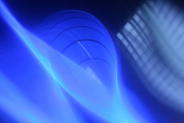 An incredible reflected neon blue light layers on black background.