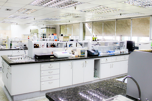 The interior of a laboratory full of apparatus and equipment