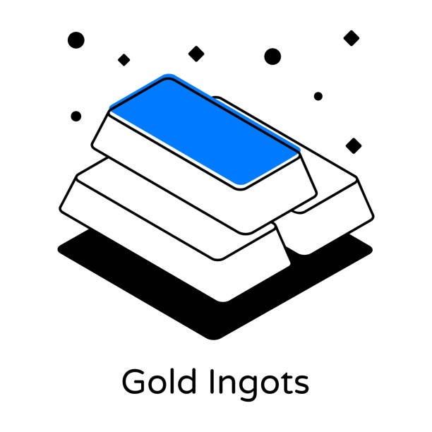 ikona nowoczesnych złotych sztabek w konstrukcji izometrycznej - billion stock illustrations