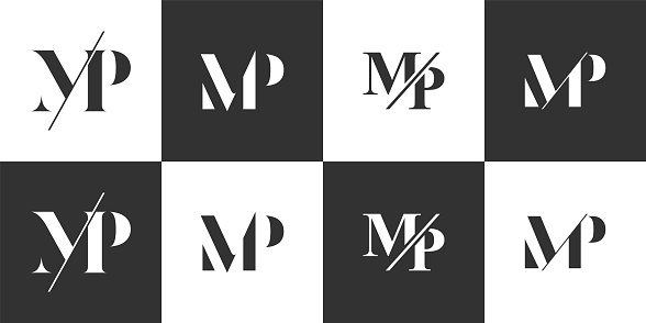 Set of initials letter MP abstract logo vector design