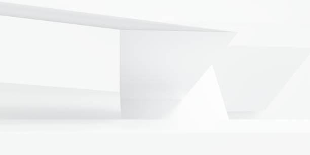 istock 3d rendering of white abstract geometric background. Scene for advertising design, technology, showcase, showroom, metaverse, banner, cosmetic, sport, business. Sci-Fi Illustration. Product display 1442417012