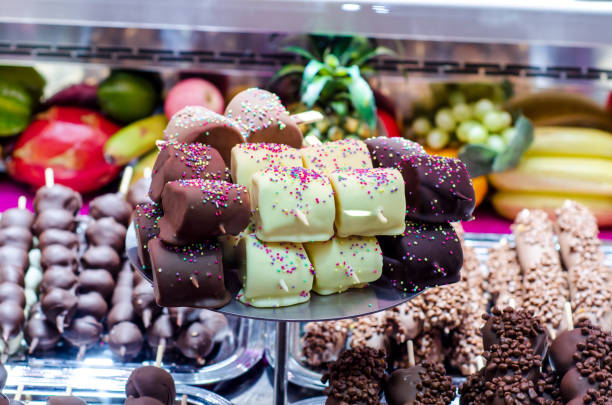 Fresh fruit dessert in the garden,on the tableCatering food, fruit desert,