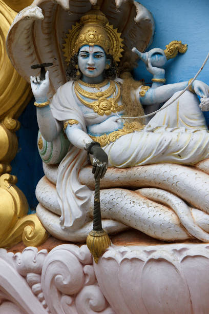 バンガロールのガビプラにあるラマンジャ�ネヤ寺院のアディシャに休むヴィシュヌの彫刻 - rama ストックフォトと画像