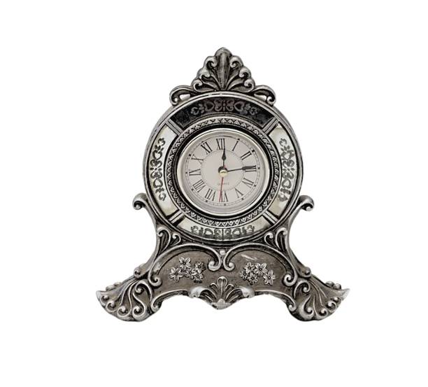 Vintage silver clock isolated on a white background