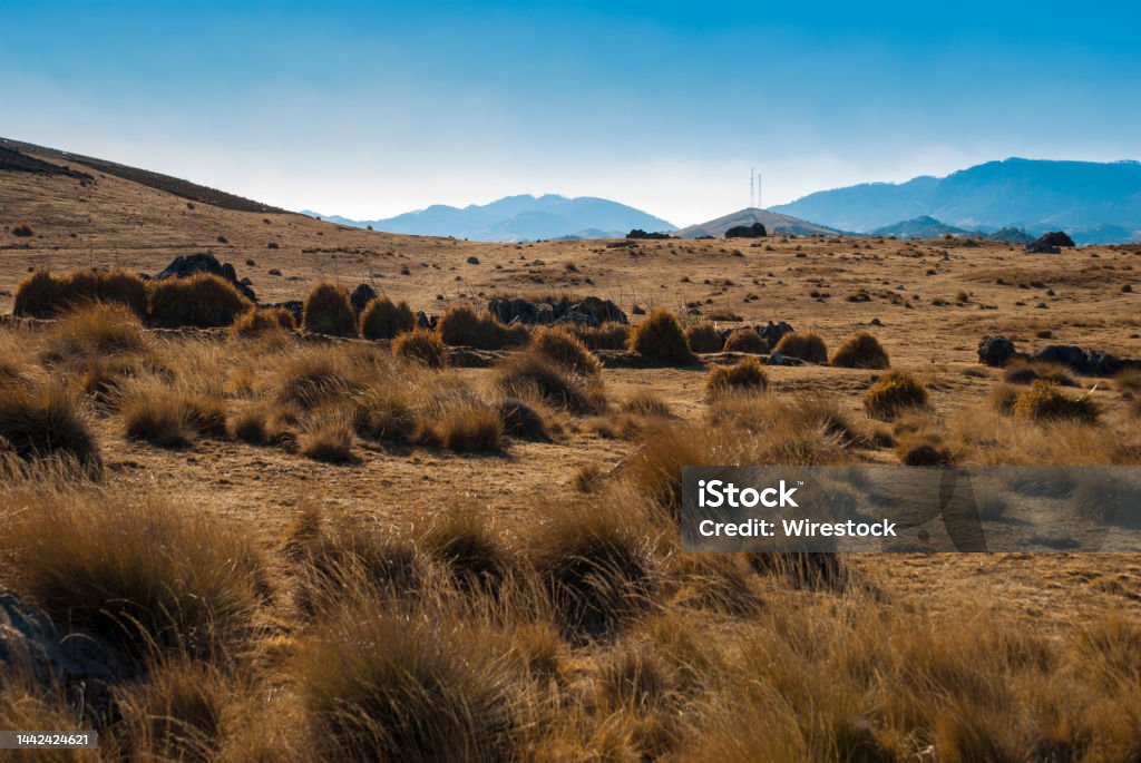 Panoramic view mountains in Sierra de los Cuchumatanes, Huehuetenango, Guatemala, arid landscape. Panoramic view mountains in Sierra de los Cuchumatanes, Huehuetenango, Guatemala Arid Climate Stock Photo