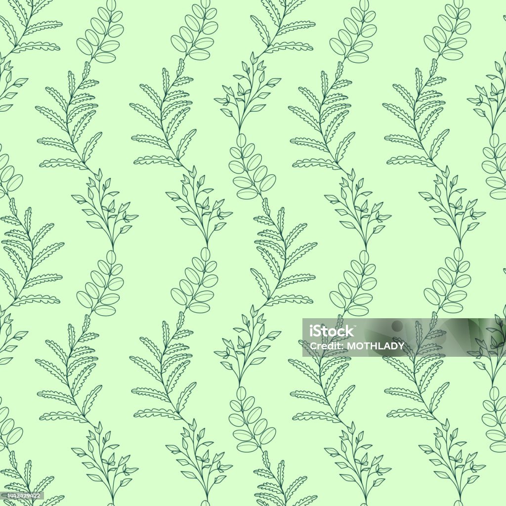 Vertical Leaf Stripes Vector Repeat Pattern Stock Illustration ...