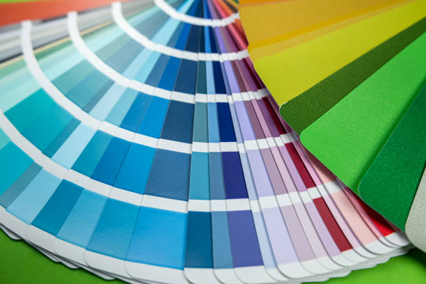 istock new beautiful Colorful sample placed on a wooden table close-up. 1442432394