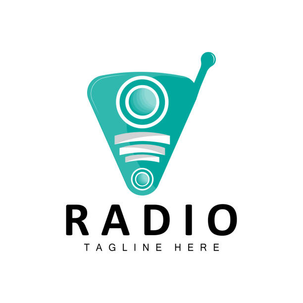 logo radia, projekt podcastu, ikona transmisji wektor marki produktu - wallpaper sample stock illustrations