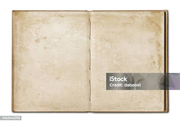 Vintage Blank Open Notebook Stock Photo - Download Image Now - Blank, Empty, Old