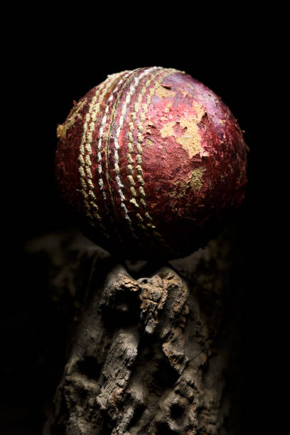 istock Cricket ball close-up used red leather 1442446558