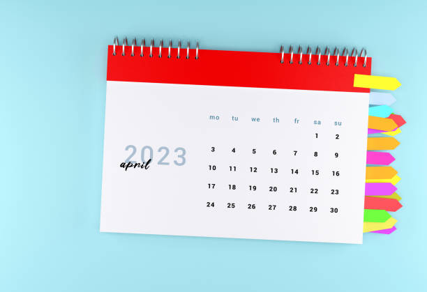 istock 2023 April Calendar With Colorful Sticky Note Paper 1442446698