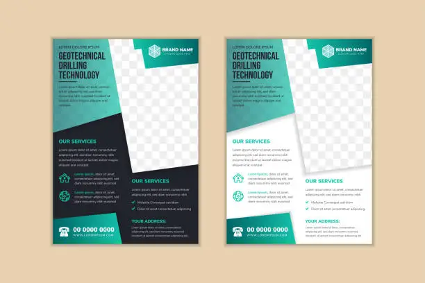 Vector illustration of Abstract flyer design template for geotechnical drilling technology