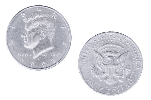 istock Obverse and reverse sides Liberty Half Dollar isolated white background 1442453872
