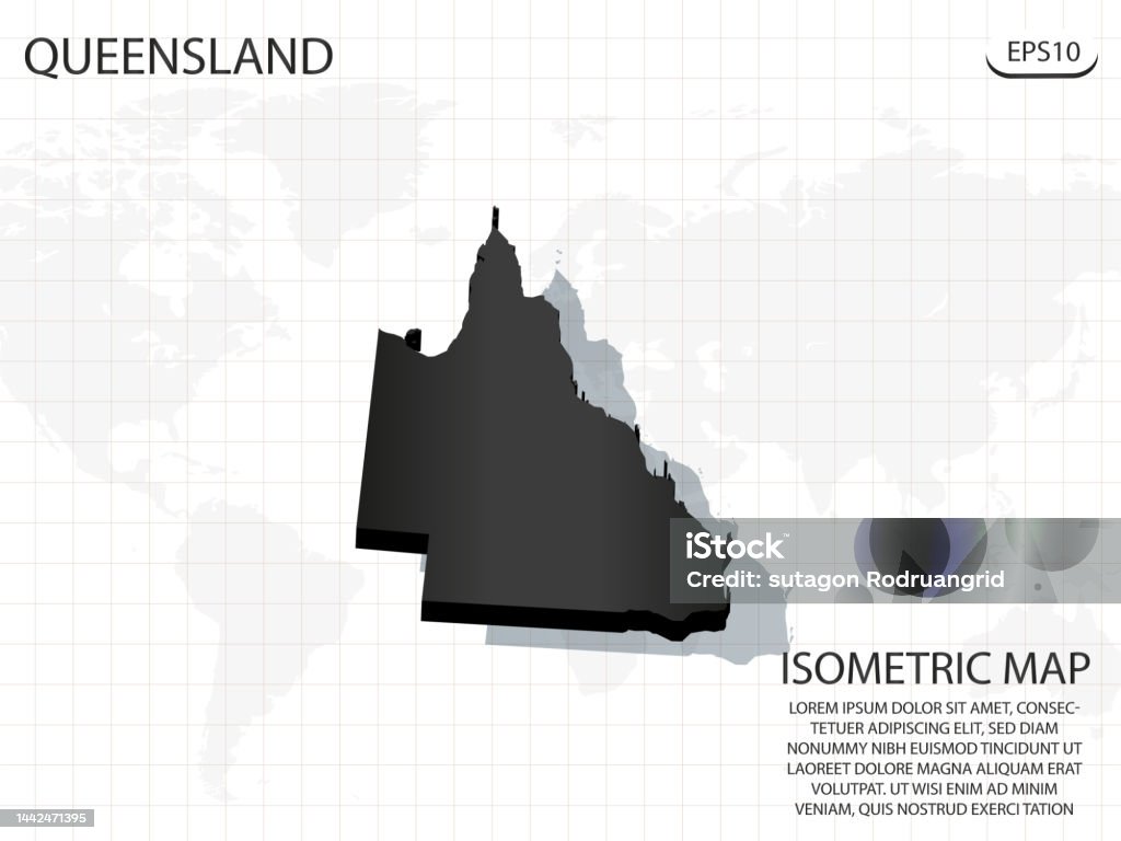 Qld Map Background 3d Map Black Of Queensland On World Map Background Vector Modern ...